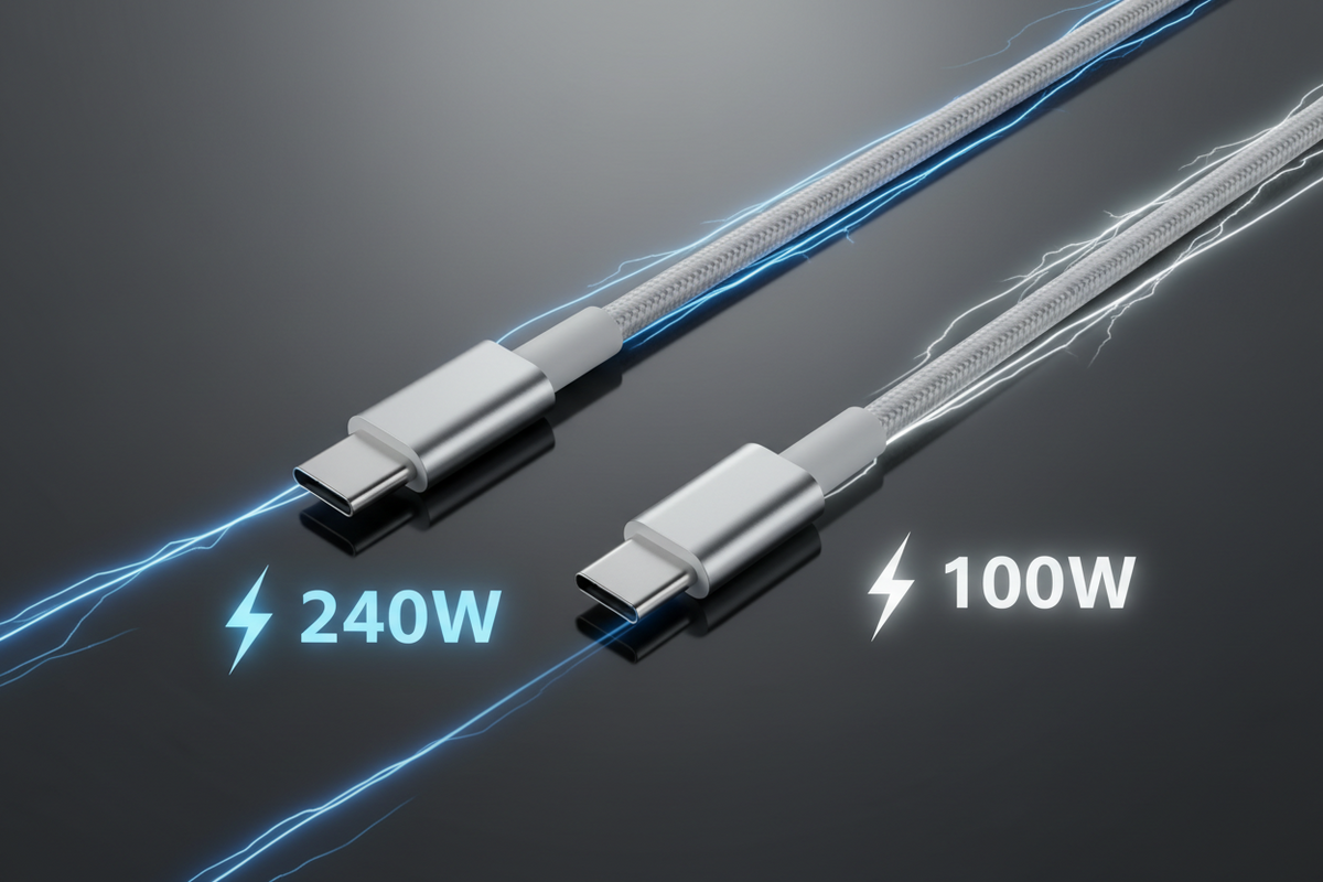 Apple 240W and 100W USB-C cable comparison