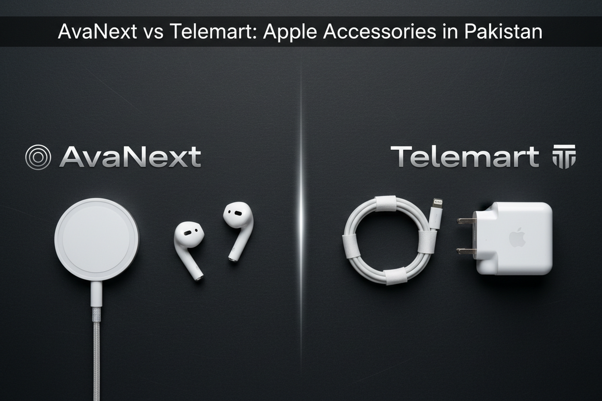 AvaNext and Telemart Apple accessories comparison in Pakistan