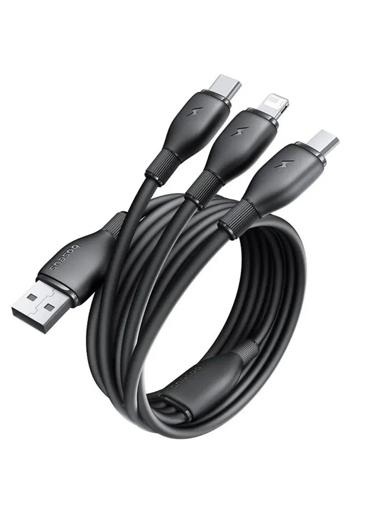 Baseus Ultra-Fast One-for-Three Fast Charging Cable USB A to M+L+C 3.5A 1.3m in Pakistan – AvaNext.pk