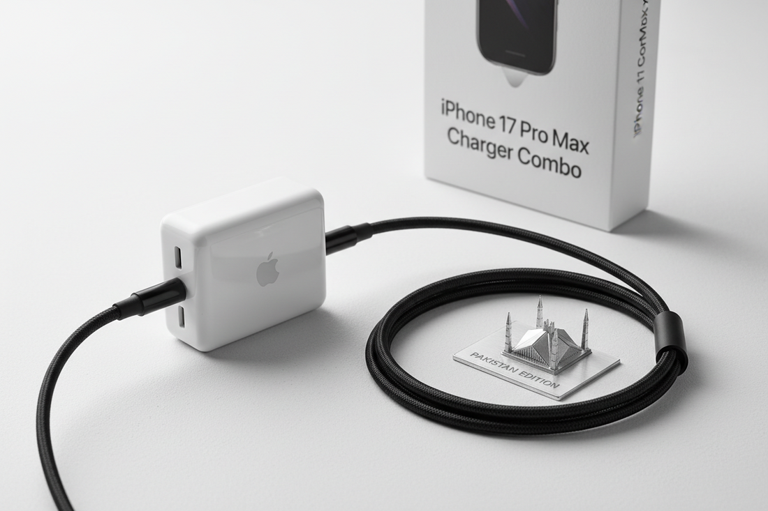 iPhone 17 Pro Max charger and USB-C cable combo in Pakistan