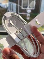 Braided USB-C to USB-C cables and connector ends — angled view