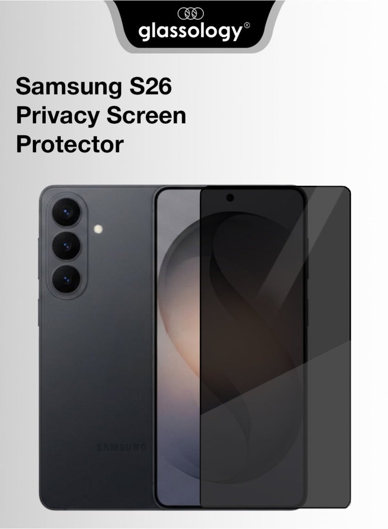 Glassology Samsung Galaxy S26 Privacy Tempered Glass Screen Protector, Anti-Spy Protection, 9H Shatter-Resistant, HD Clarity for Samsung Galaxy S26
