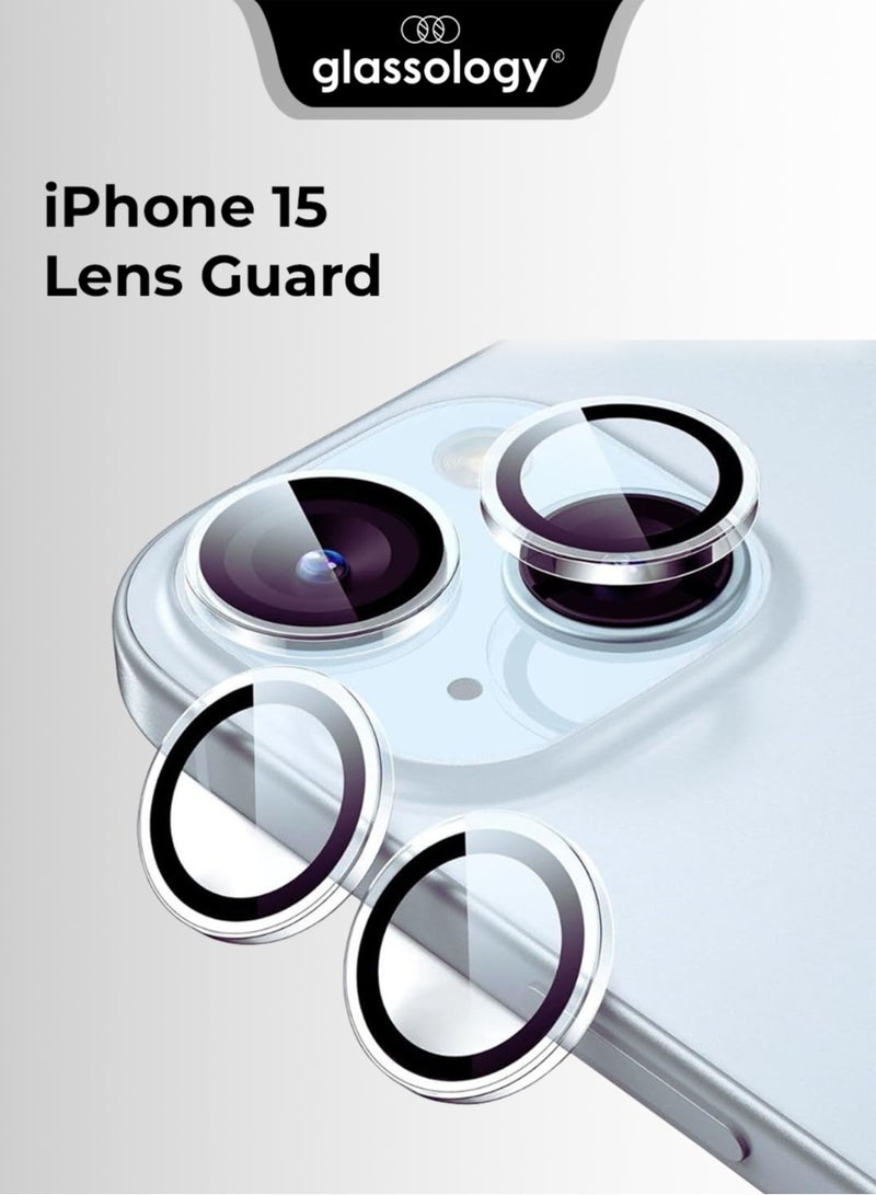 Glassology Camera Lens Screen Protector for iPhone 15 /15 Plus 9H Hardness Transparent HD Protective Tempered Glass Protector Film Does Not Affect Night Shots for iPhone 15