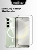 Glassology Samsung Galaxy S24 MagSafe Clear Case with Screen Protector – Crystal Transparent Shockproof Wireless Charging Compatible 9H Tempered Glass Slim Fit Bundle Pack for Samsung Galaxy S24