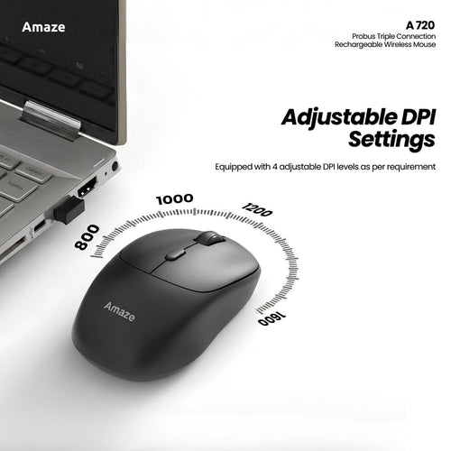 Amaze A720 Probus Triple Connection Rechargeable Wireless Mouse in Pakistan - image 2