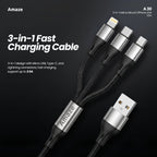 Amaze A30 3-in-1 USB to Micro/TypeC/iP Cable 3.5A 1.2m in Pakistan - image 2