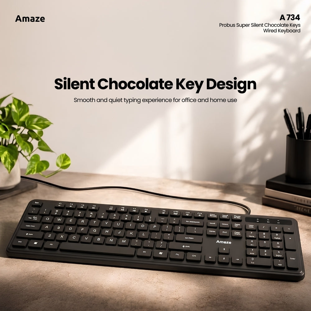 Amaze Probus Super Silent Chocolate Keys Wired Keyboard - A734 in Pakistan - image 2
