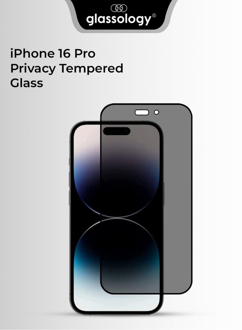 Glassology iPhone 16 Pro Privacy Tempered Glass Screen Protector 9H Hardness, Anti-Spy, Scratch Resistant, Case-Friendly for iPhone 16 Pro