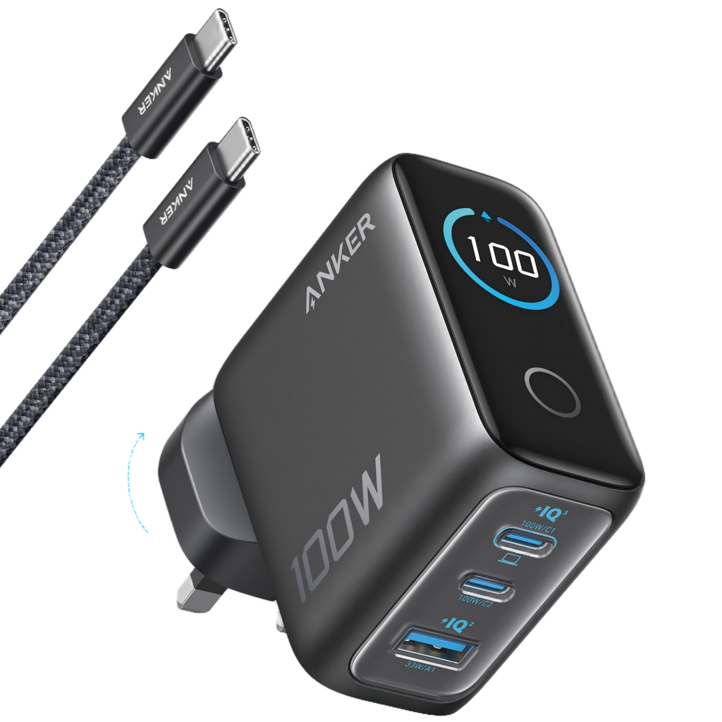 Anker 100W 3-Port Charger with Smart Display - B121B