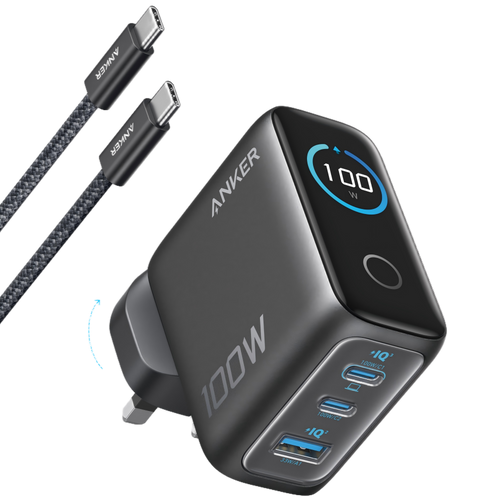 Anker 100W 3-Port Charger with Smart Display - B121B