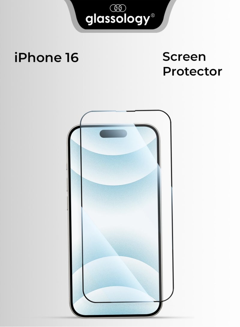 Glassology iPhone 16 9H Tempered Glass Screen Protector Scratch Resistant, Ultra Clear, Anti-Fingerprint, Case-Friendly for iPhone 16