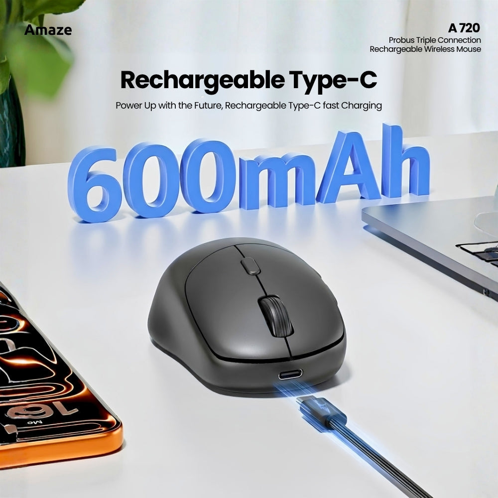 Amaze A720 Probus Triple Connection Rechargeable Wireless Mouse in Pakistan - image 3