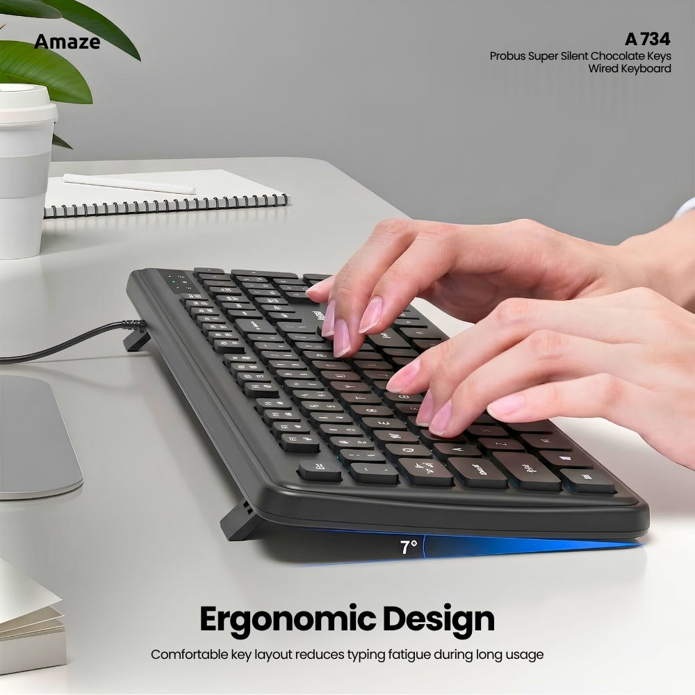 Amaze Probus Super Silent Chocolate Keys Wired Keyboard - A734 in Pakistan - image 3