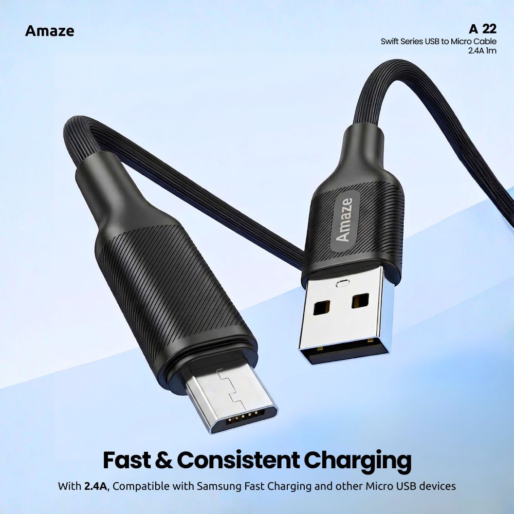 Amaze A22 Swift Series USB to Micro Cable 2.4A -1m in Pakistan - image 3