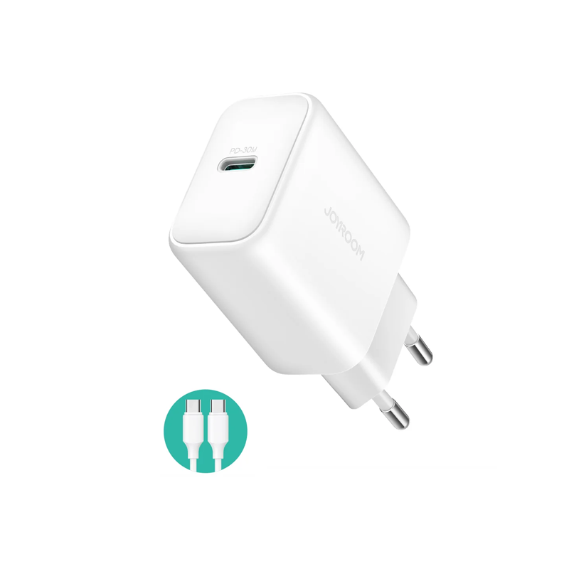 Joyroom JR-TCF24 PD30W Charger White EU with USB-C cable official product image