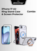 Glassology iPhone 17 Air White Essentials Bundle – MagSafe Ring Stand Case + Ultra-Clear Screen Protector for iPhone 17 Air