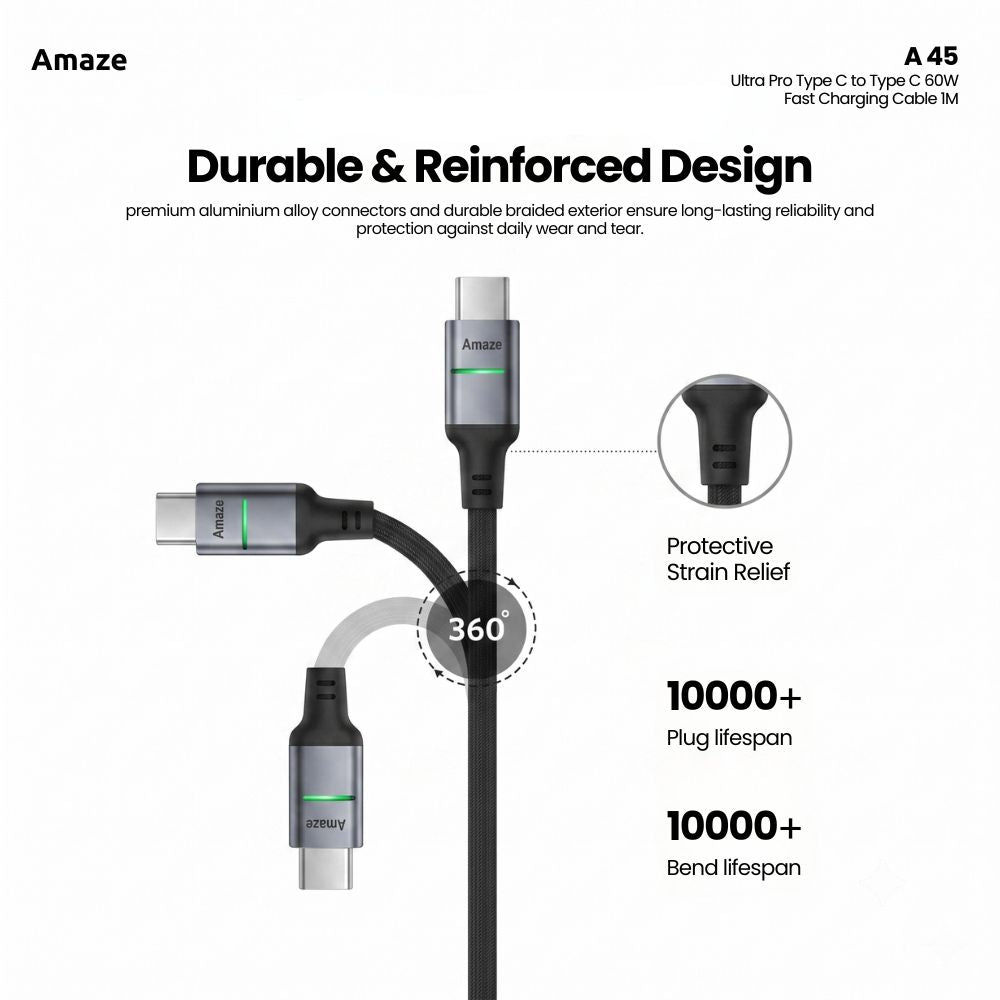 Amaze Ultra Pro USB-C to USB-C 60W Fast Charging Cable - A45 in Pakistan - image 5