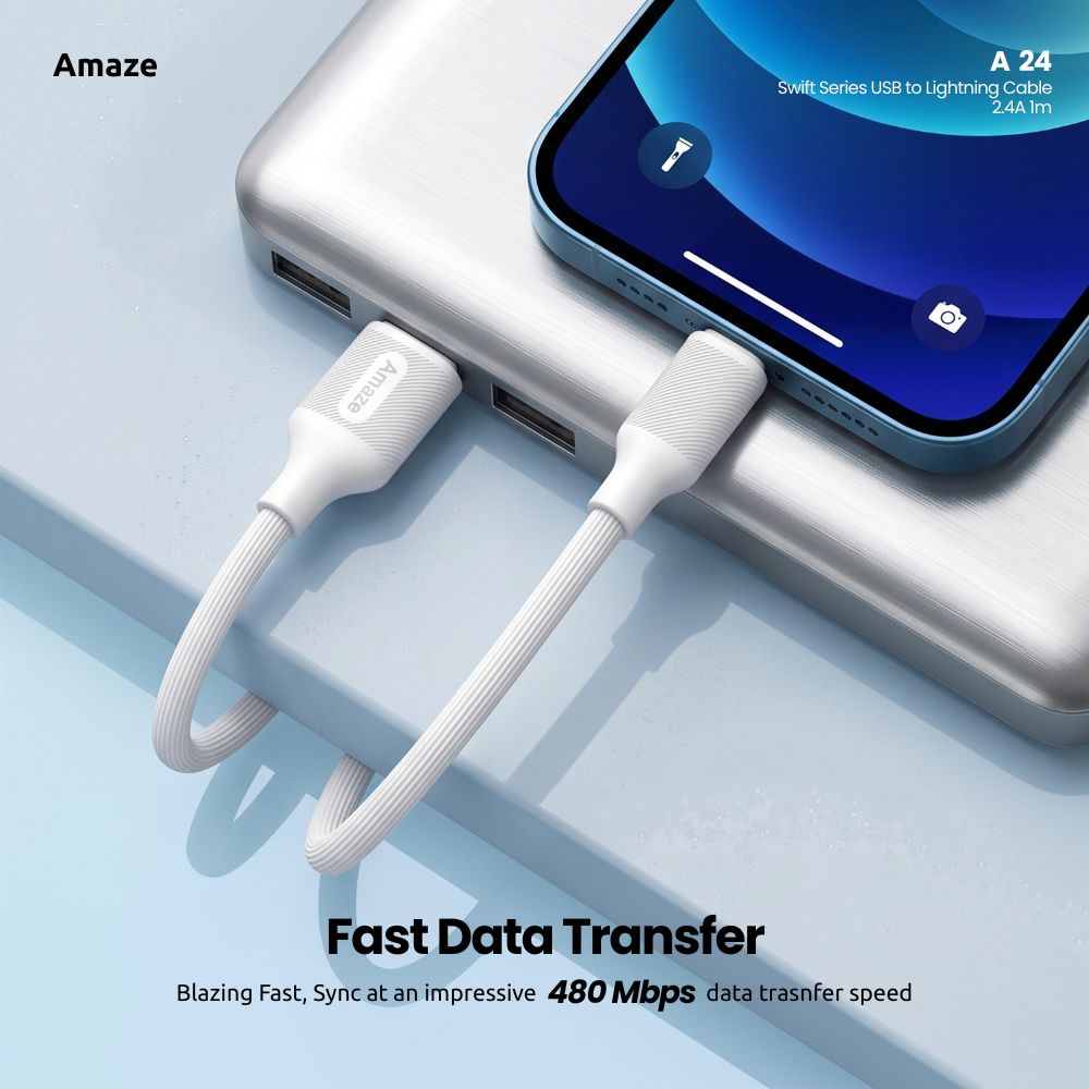 Amaze A24 Swift Series USB to Lightning Cable 2.4A -1m in Pakistan - image 5