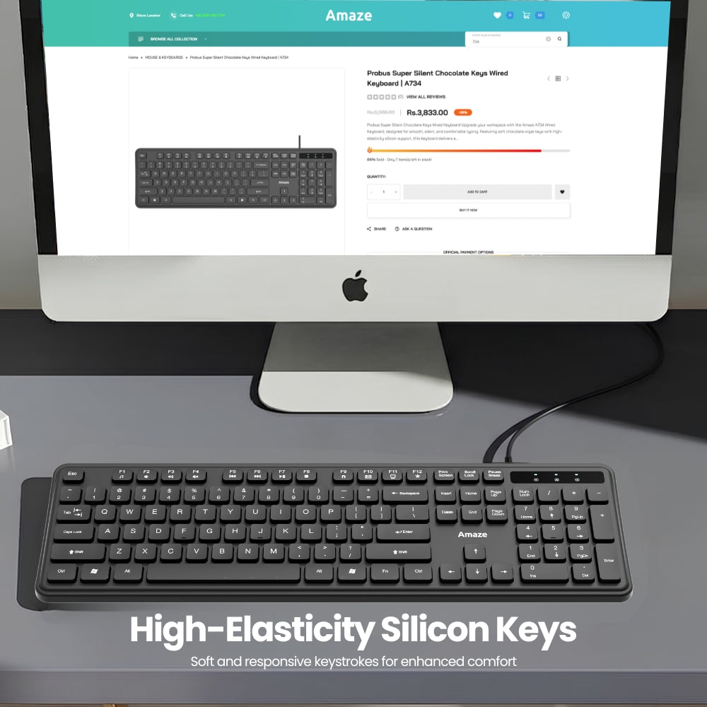 Amaze Probus Super Silent Chocolate Keys Wired Keyboard - A734 in Pakistan - image 4