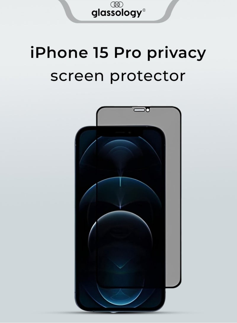 Glassology iPhone 15 Pro Privacy Screen Protector Easy Installation with Alignment Frame Anti Drop and Anti scratch Case Friendly 28°Anti Spy Anti Fingerprint for iPhone 15 Pro