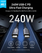Anker Prime 240W USB-C to USB-C Fast Charging Cable Upcycled - A88E26 - view 2