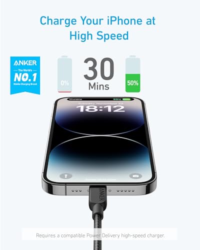 Anker 310 USB-C to Lightning Cable Braided 6ft - A81A6 - view 3