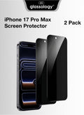 Glassology 2 Pack iPhone 17 Pro Max Privacy Screen Protector 6.9 Inch 9H Anti‑Spy Tempered Glass, Ultra HD Clear, Scratch‑Resistant, Anti‑Fingerprint, Military‑Grade Bubble‑Free Protection Bundle for iPhone 17 Pro Max