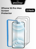 Glassology 3Pack Screen Protector for iPhone 16 Pro Max 6.9" 9H+ Unbreakable HD Ultra Clear Tempered Glass Easy Install & Case-Friendly Includes Installer Frame for iPhone 16 Pro Max