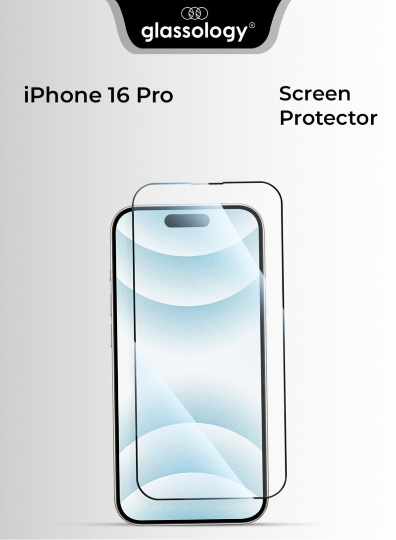 Glassology iPhone 16 Pro Screen Protector 9H Tempered Glass, HD Ultra‑Clear, Scratch‑Resistant, Anti‑Fingerprint, Case‑Friendly, Military‑Grade Protection, Bubble‑Free Tempered Glass Film for iPhone 16 Pro