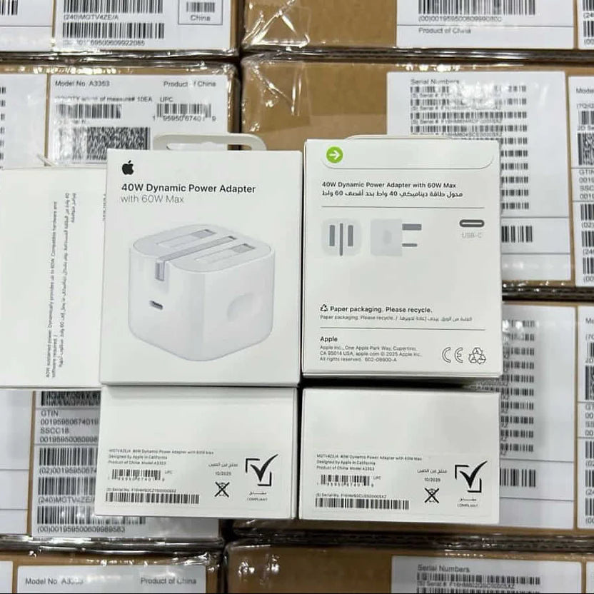 40W Dynamic Fast Charging Adapter 3-Pin (UK Variant) – 60W Max with Free Braided Cable