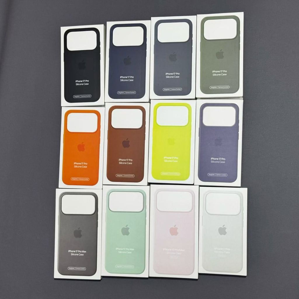 Packaged silicone cases for iPhone 17 Pro and iPhone 17 Pro Max