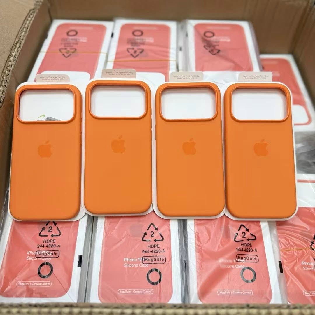 Orange iPhone 17 Pro silicone cases in stock