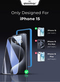 Glassology iPhone 15 Premium Clear Screen Protector 9H Tempered Glass with Easy Installation Kit Bubble free Scratch Resistant Anti-Fingerprint Glass for iPhone 15