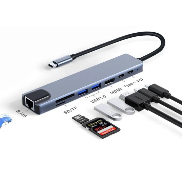 8-in-1 USB-C Hub with HDMI, SD & Fast Charging