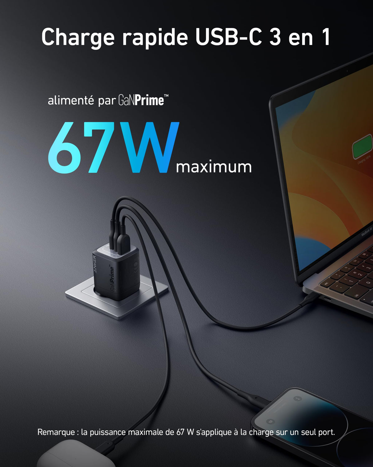 Anker 67W GaNPrime Charger 2C+U - A2669 - view 2