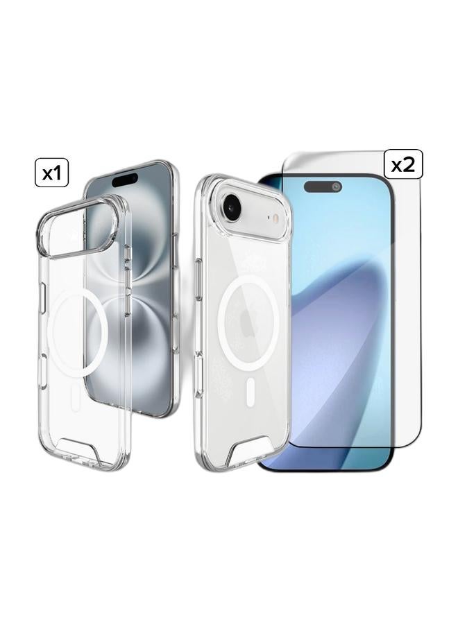 Glassology iPhone 17 Air Ultra Clear Case Cover+2 pack iPhone 17 Air Ultra HD Clear 9H Tempered Glass Screen Protector for iPhone 17 Air