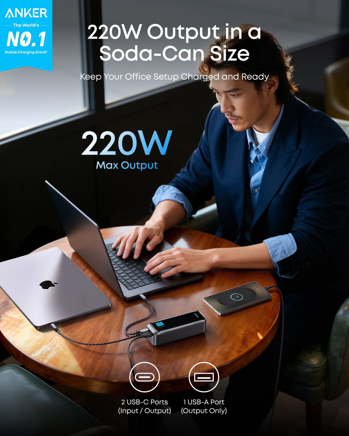 Anker Prime 20100mAh 220W Fast Charging Power Bank - A110B - view 2