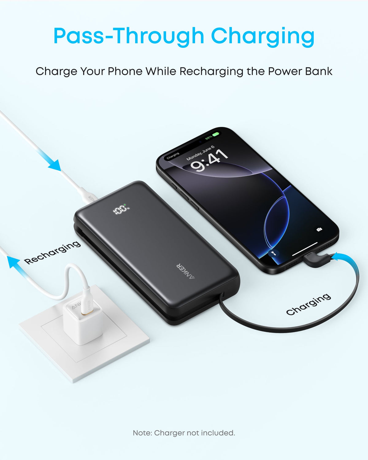 Anker Zolo Power Bank 20000mAh 22.5W Fast Charging with Built-in USB-C Cable - A110E - view 4