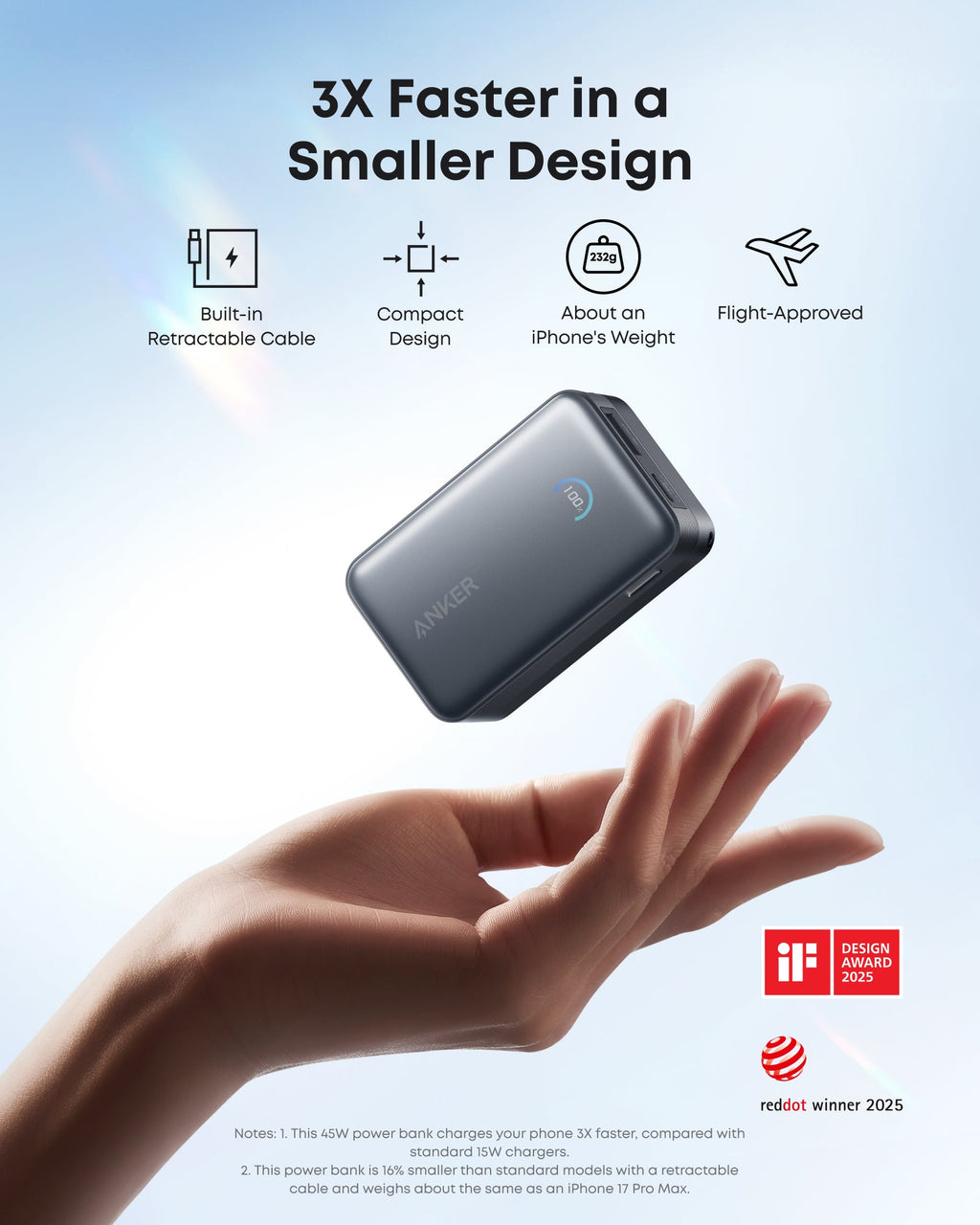 Anker Nano Power Bank 10000mAh 45W with Built-In Retractable USB-C Cable - A1638 - view 2