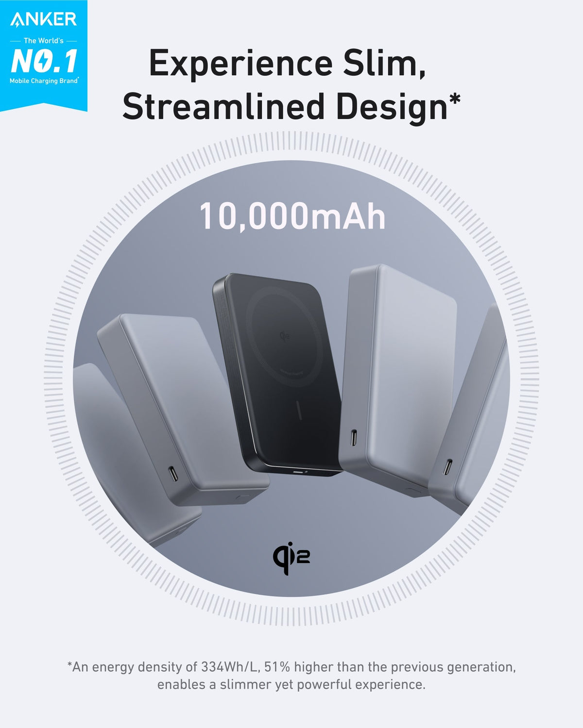 Anker MagGo Ultra Slim Power Bank 10000mAh 7.5W Wireless 30W Wired - A1664 - view 2