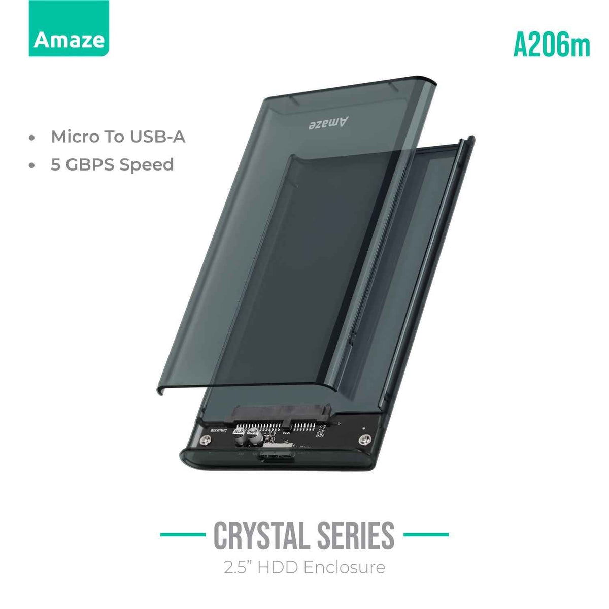 Amaze A206m Phantom Series Transparent 2.5′′ HDD Enclosure USB 3.0 (5Gbps) in Pakistan - image 2