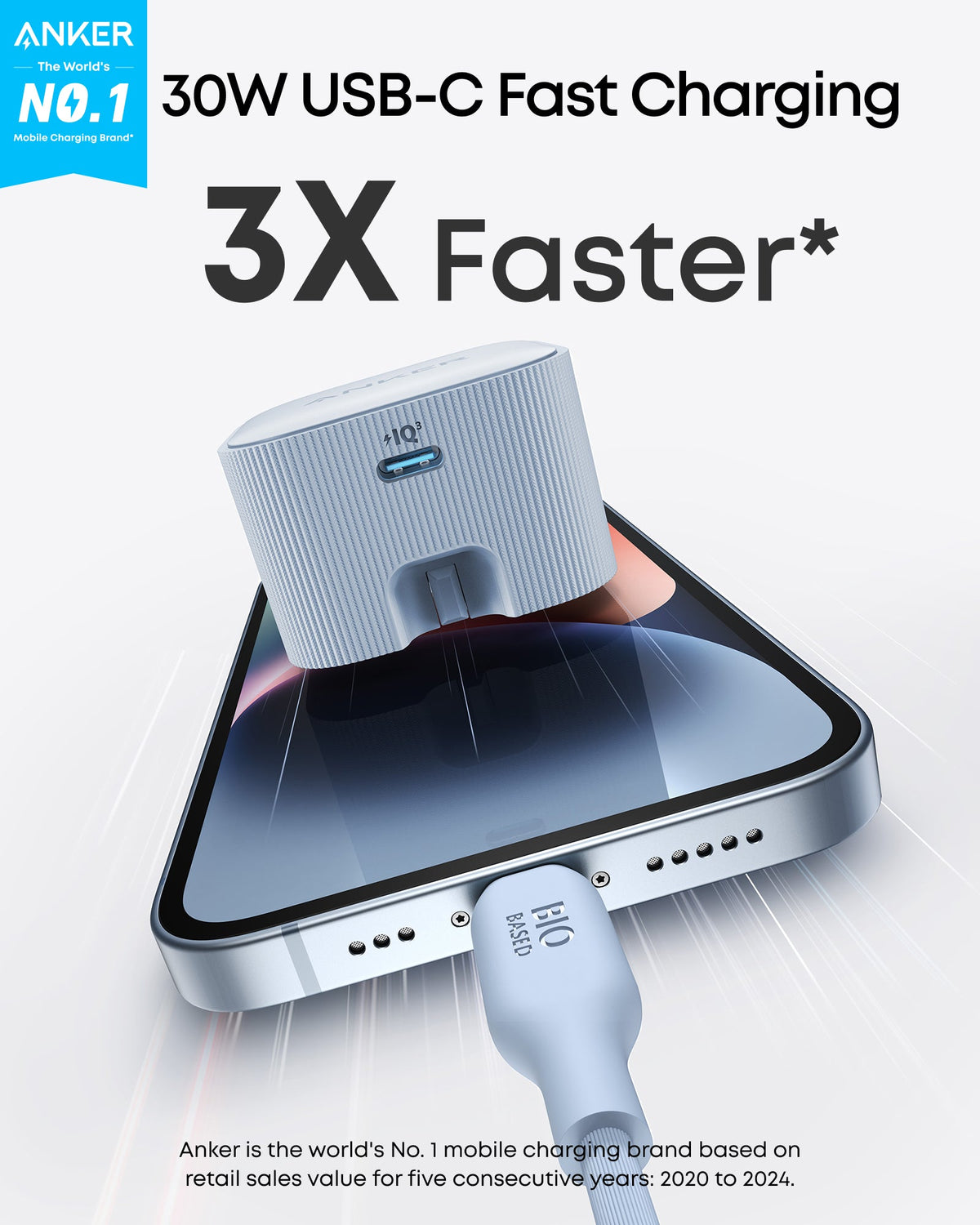 Anker Nano 30W USB-C Adapter for iPhone 15 Series - A2337 - view 2