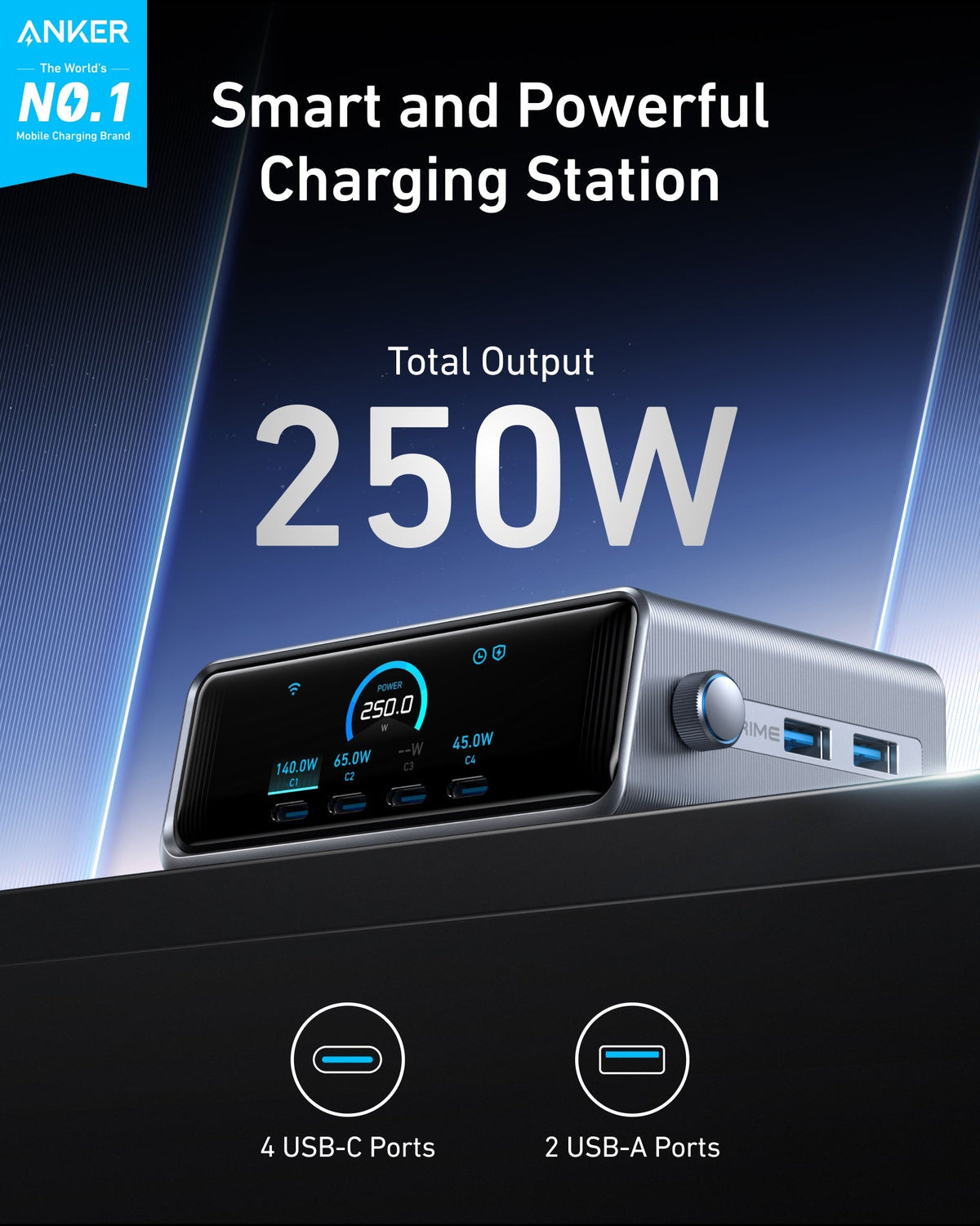Anker Prime Charger 250W 6-Port GaN Charging Station - A2345 - view 2