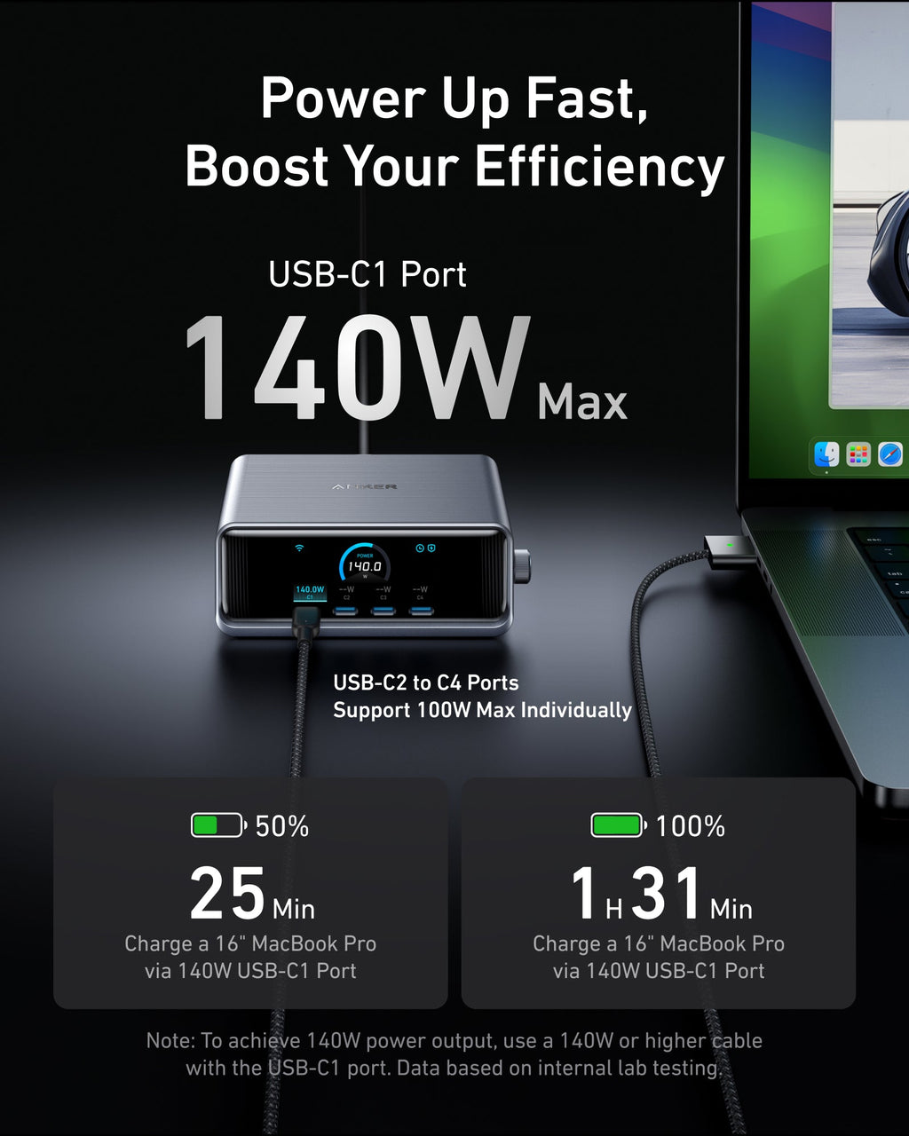 Anker Prime Charger 250W 6-Port GaN Charging Station - A2345 - view 3