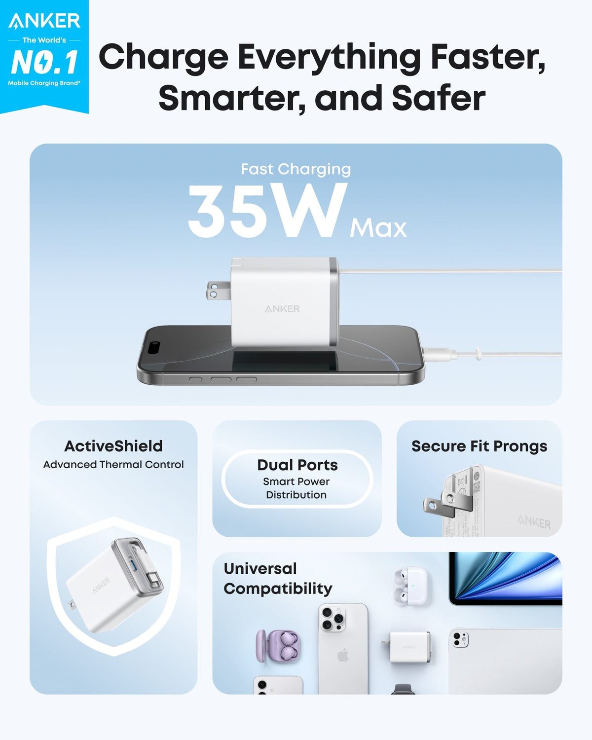 Anker Nano Charger 35W Built-In Retractable USB-C Cable - A2658 - view 2