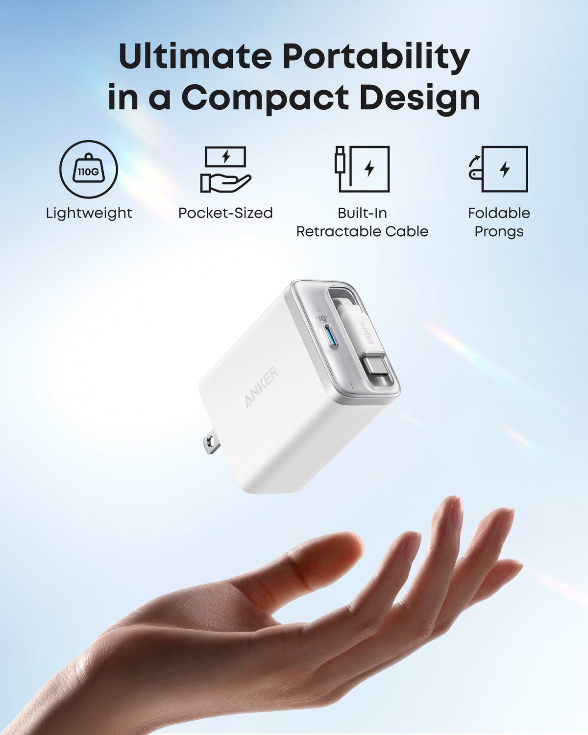 Anker Nano Charger 35W Built-In Retractable USB-C Cable - A2658 - view 3