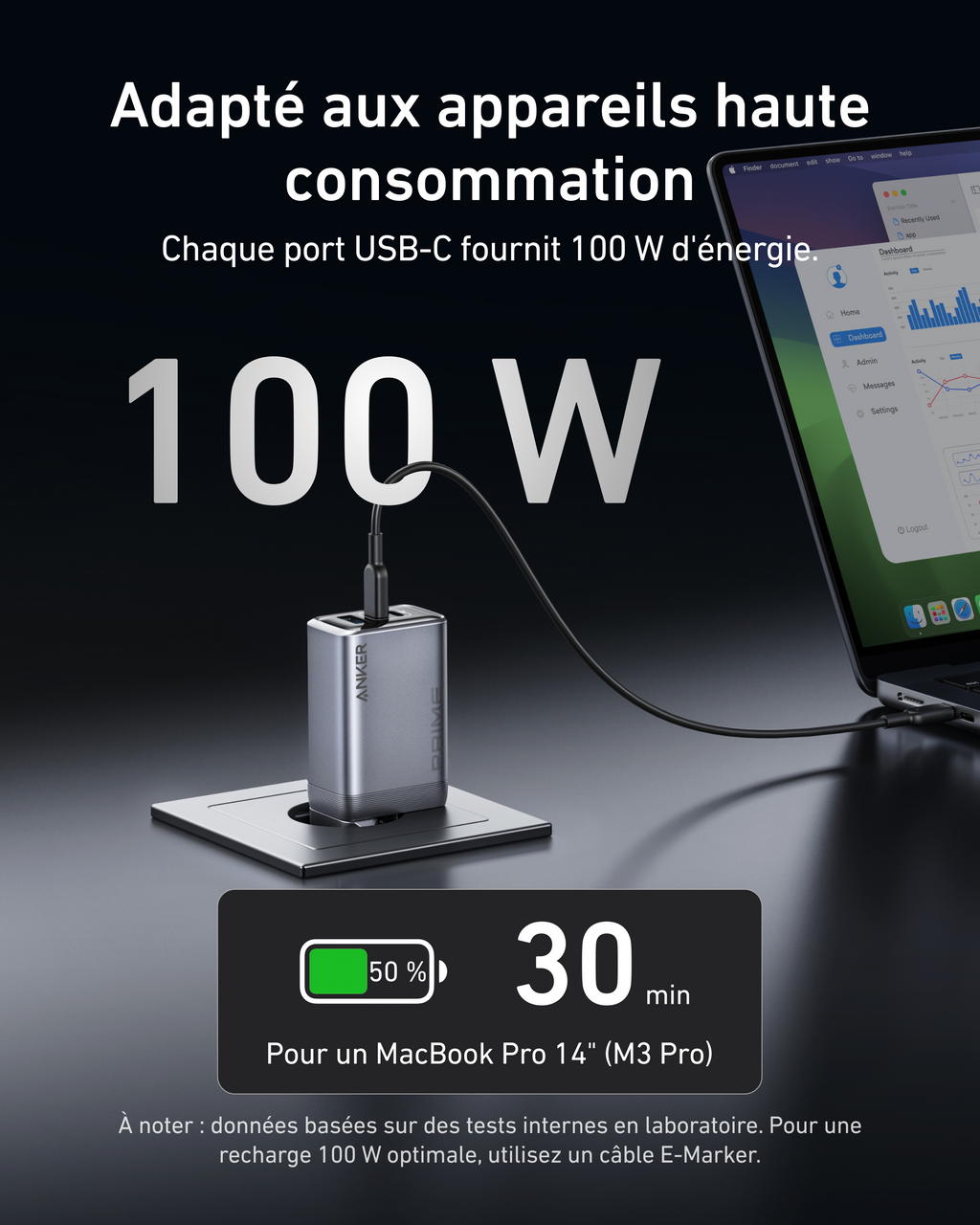 Anker Prime GaN 100W Multi-Port Charger Type-C Fast Charging - A2688 - view 3