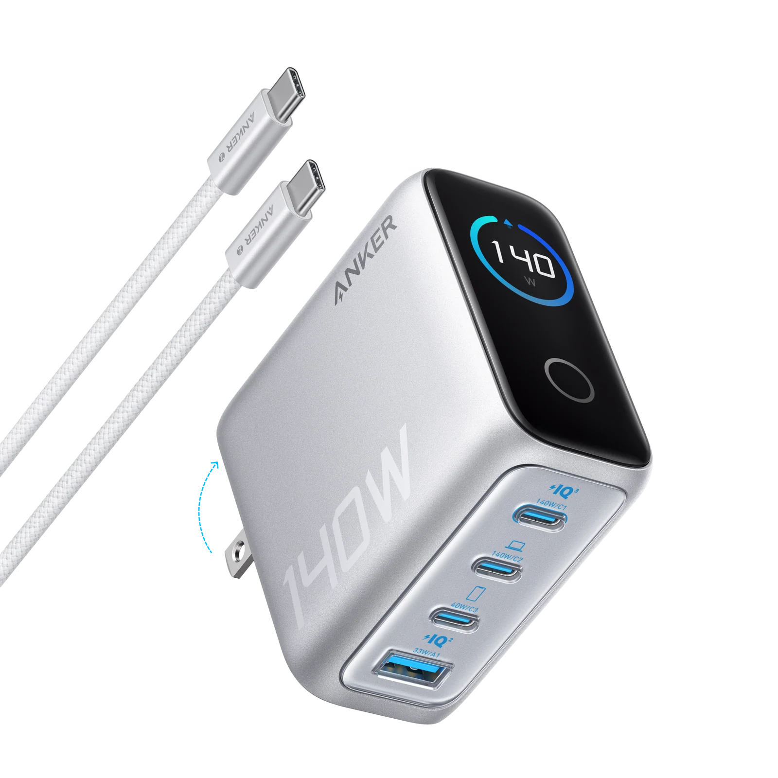 Anker Prime 160W 3-Port USB-C GaN Charger Pakistan with Smart Display