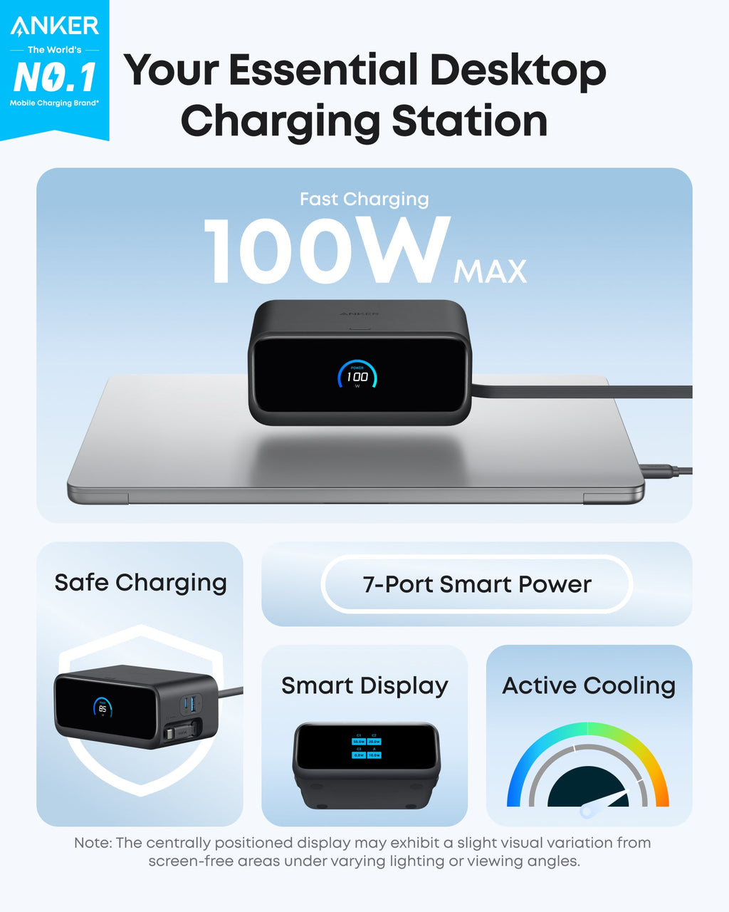 Anker Nano 100W 6-in-1 Charger Station with Retractable USB-C Cable - A91c8621 - view 2