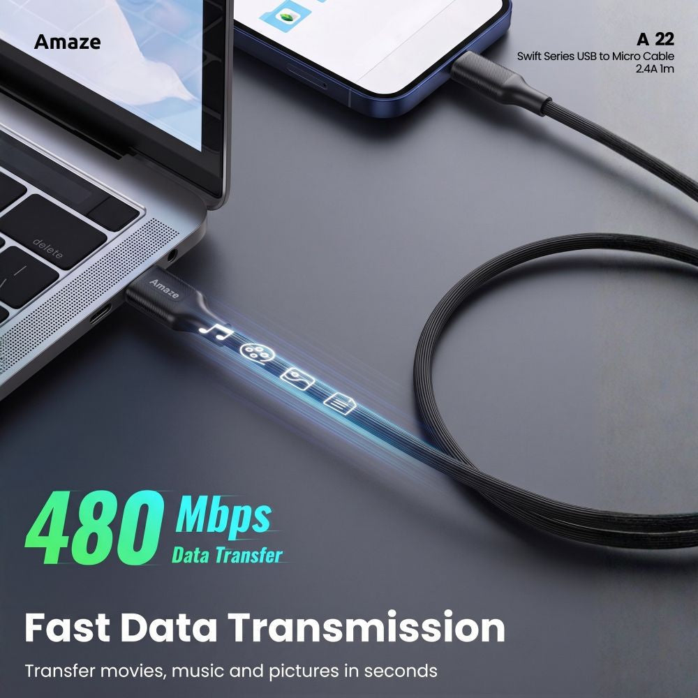 Amaze A22 Swift Series USB to Micro Cable 2.4A -1m in Pakistan - image 5